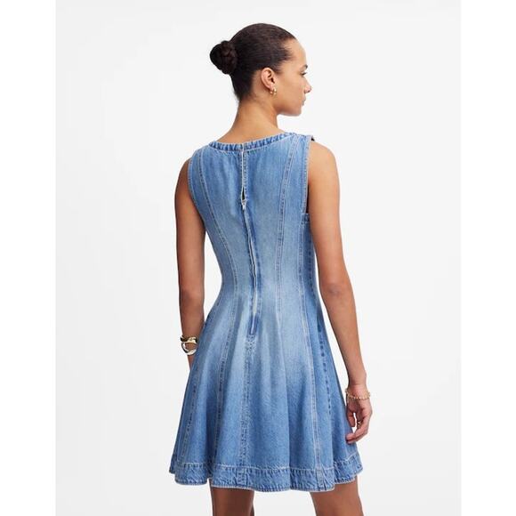 NWT Madewell Circle Mini Dress: Airy Denim Edition Ashbury Wash Size Small - Picture 3 of 9